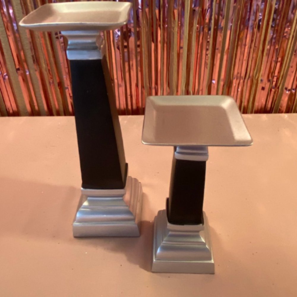 Black And Silver Candle Holders